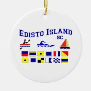 Edisto Island SC Signal Flags Ceramic Ornament