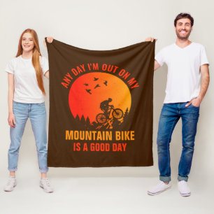 Edit ALL Text Add Name Mountain Bike Is A Good Day Fleece Blanket
