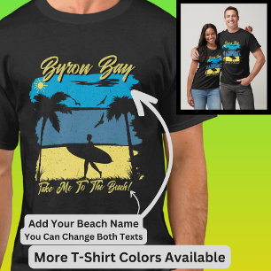 Edit All Text - Beach Name Surfer Blue Water Sky T-Shirt