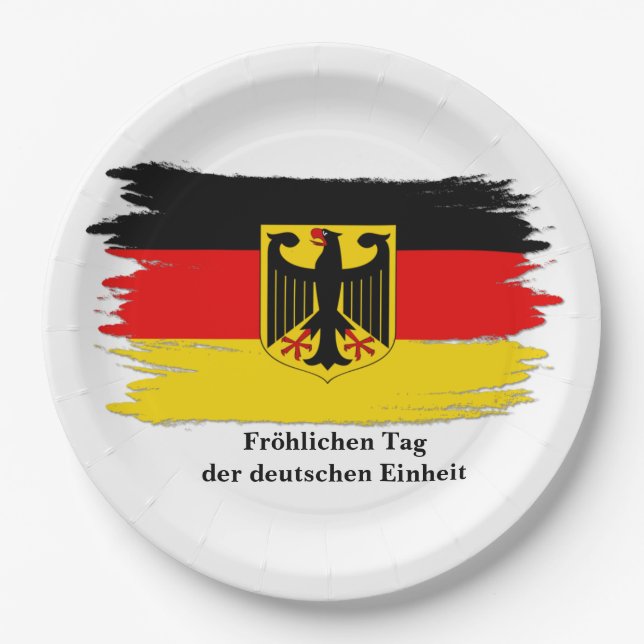 Edit  Any Text Germany Unity Day German Flag Paper Plate (Front)