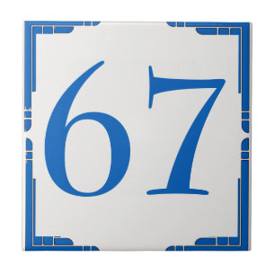 Edit Change House Number, Blue Ceramic Tile