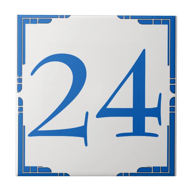 Edit Change House Number, Blue Ceramic Tile (Front)