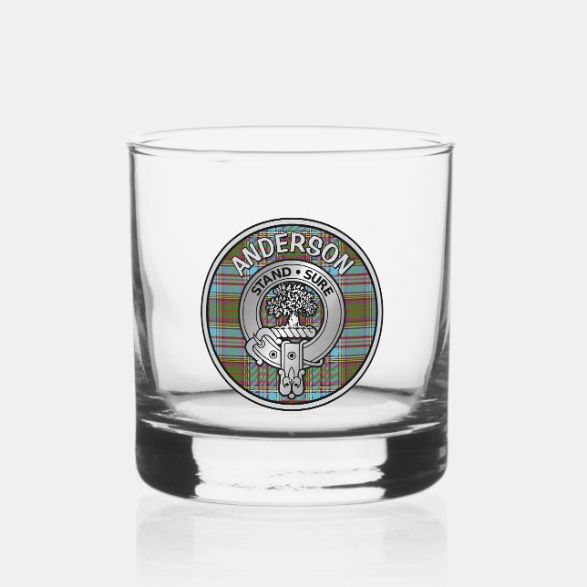 [EDIT] Clan Anderson Crest & Tartan Whiskey Glass (Front)