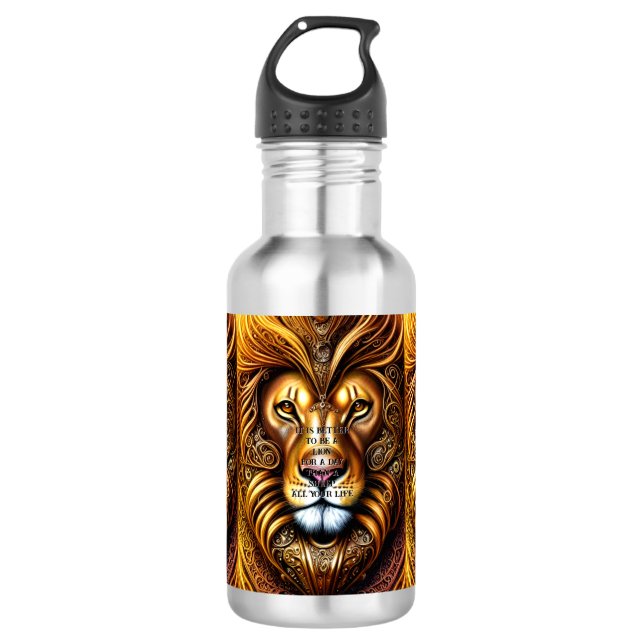 Edit/delete text - Amazingly Beautiful Golden Lion 532 Ml Water Bottle (Front)