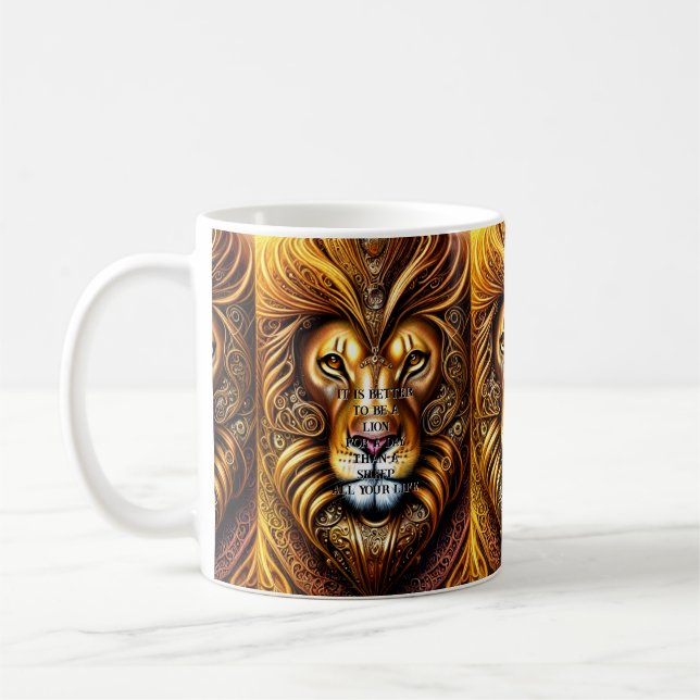Edit/delete text - Amazingly Beautiful Golden Lion Coffee Mug (Left)