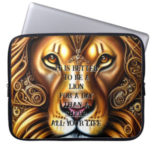 Edit/delete Text, Amazingly Beautiful Golden Lion Laptop Sleeve
