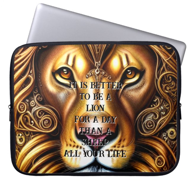 Edit/delete Text, Amazingly Beautiful Golden Lion Laptop Sleeve (Front)