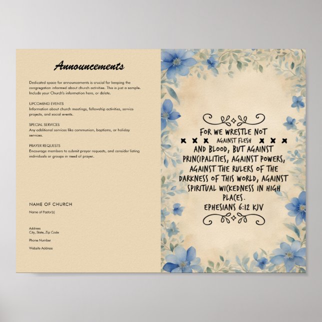 Edit, Download Church Bulletin Poster (Front)