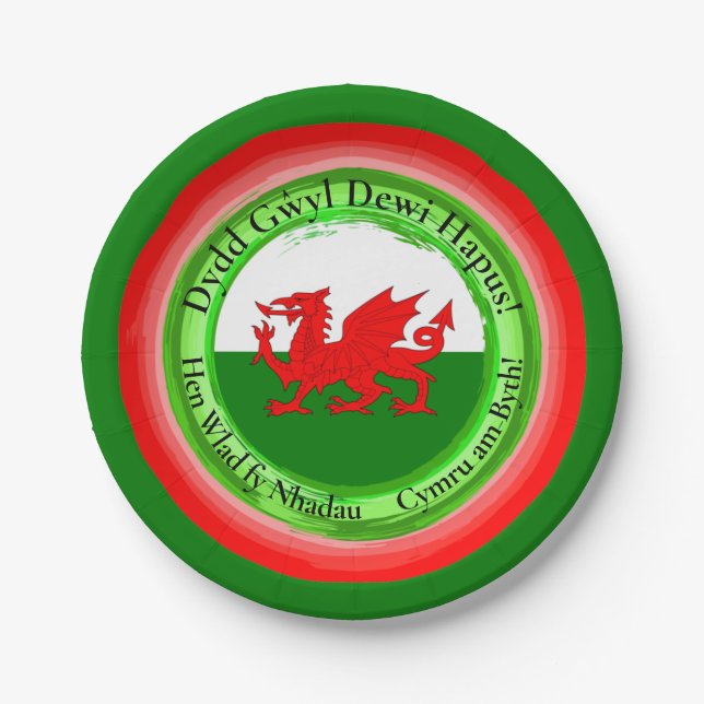 Edit Matching Welsh Dragon St David's Day 7" Paper Plate (Front)