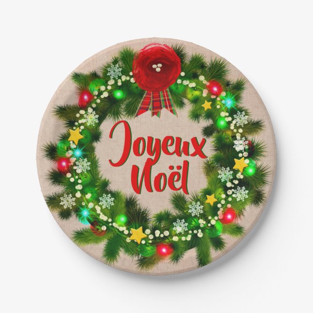 Edit Text  Assiette joyeux Noël 7" Paper Plate (Front)