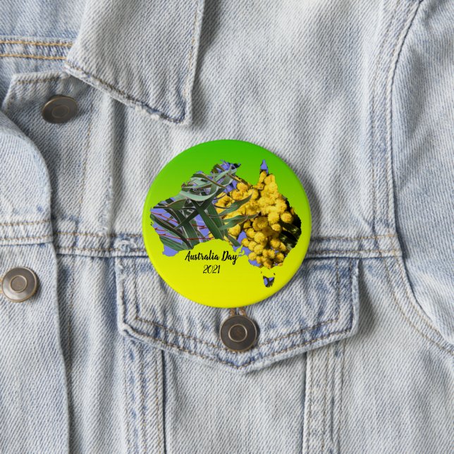 Edit Text Australia Day Gum Leaf Wattle Badge (In Situ)