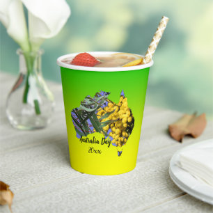 Edit Text Australia Day Gum Leaf Wattle Paper Cups