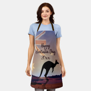 Edit Text Flag Kangaroo Australia Day Apron
