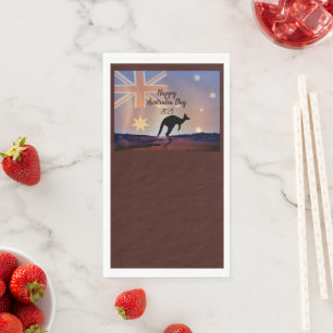 Edit Text Flag Kangaroo Australia Day Napkin