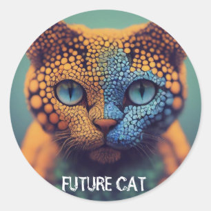 Edit Text Future Cat Personalise Name Classic Round Sticker