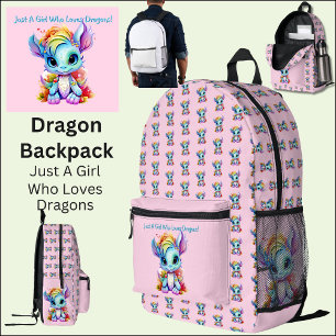 Edit Text, Just A Girl Who Loves Dragons Pink  Printed Backpack