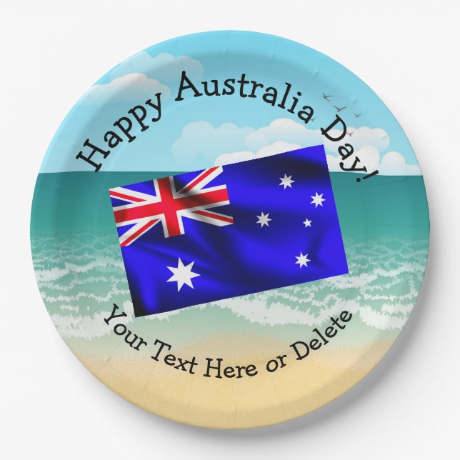 Edit Text Matching Australia Day 9" Paper Plate (Front)