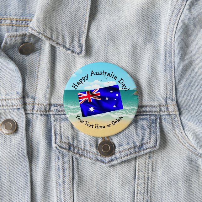 Edit Text Matching Australia Day Flag Beach Badge (In Situ)