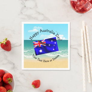 Edit Text Matching Australia Day Flag Beach Small Napkin