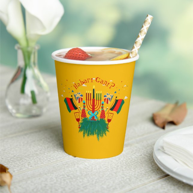 Edit Text Matching Kwanzaa Party Paper Cups (Insitu)