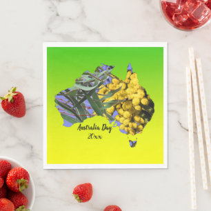 Edit Text Year, Australia Day Gum Leaf Wattle Napkin