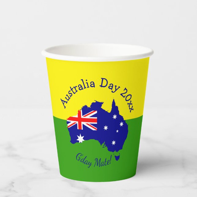 Edit Text Year  Australia Day  Paper Cups (Front)