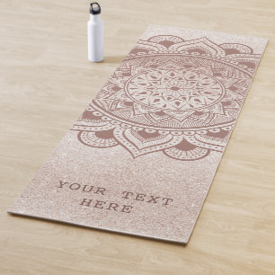Edit With Your Custom Text Quote Rose Gold Mandala Yoga Mat