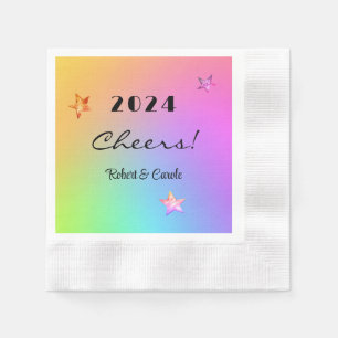 Edit YEAR, Gradient Rainbow Party Cocktail Napkins