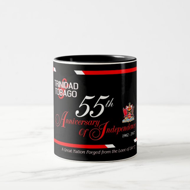 Edit Year of Anniversary of Independence T&T Two-Tone Coffee Mug (Center)