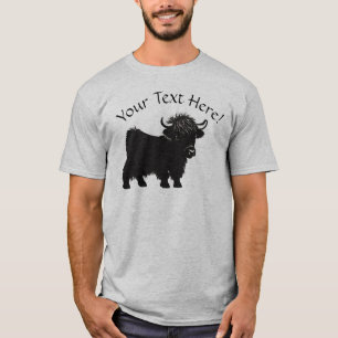 Edit Your Text Highland Cow Calf Cattle T-Shirt