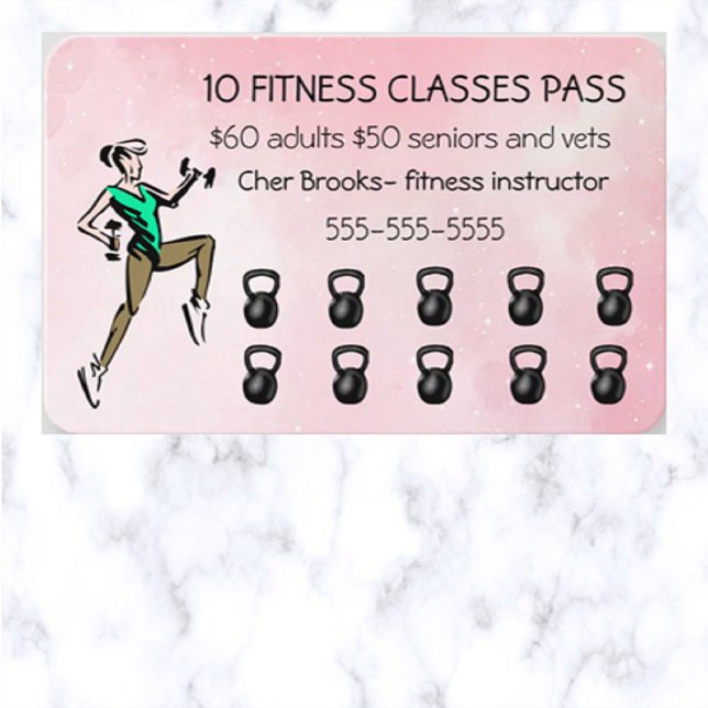 Editable 10 Fitness Classes Pass Discount Card (Creator Uploaded)