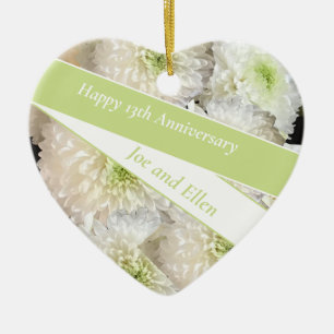 Editable 13th Wedding Anniversary, Ceramic Ornament
