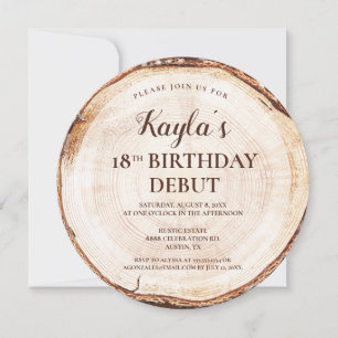 Editable 18th birthday debut Rustic Wood Invitation