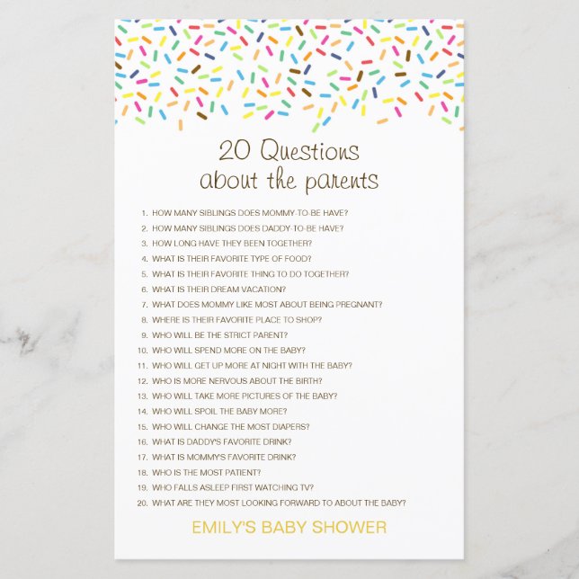 Editable 20 Questions about Parents Baby Shower (Front)