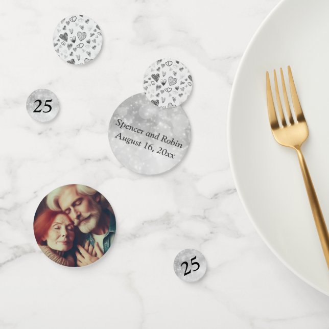 Editable 25th Silver Anniversary Confetti (Group)