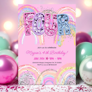 Editable 4th Birthday Invitation Girl Editable Rai