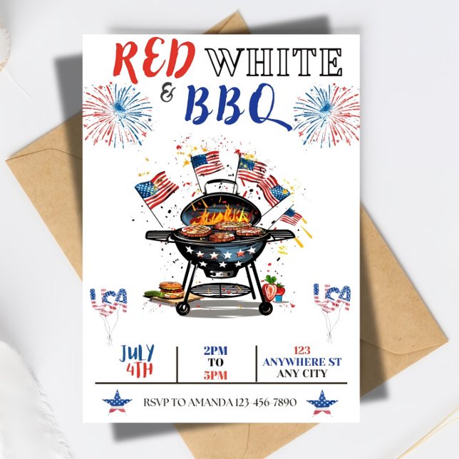 EDITABLE 4th of July Party Invitation, Red White Invitation (Creator Uploaded)