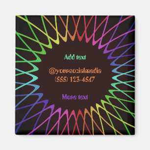 Editable 70s Retro Hippie Psychedelic Magnet