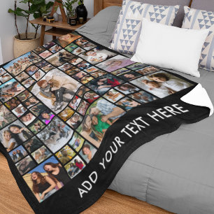 Editable 75 Photo Collage Fleece Blanket