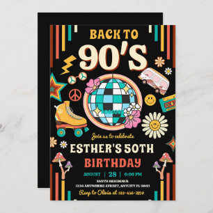 Editable 90s Birthday Party Invitation Back to 90s