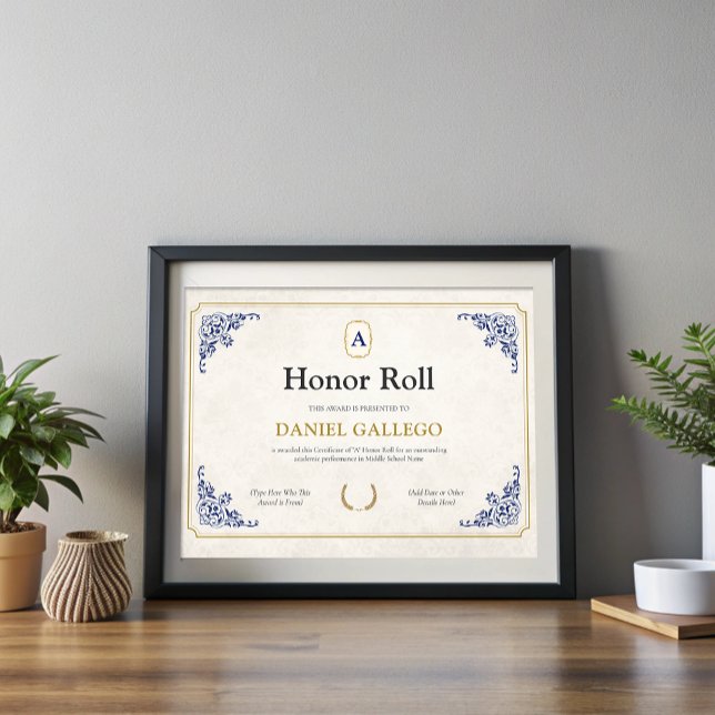 Editable A Honour Roll Certificate Template Award (Editable A Honor Roll Certificate Template Award)