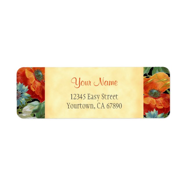 Editable Address Elegant Poppy Cornflowers Labels (Front)