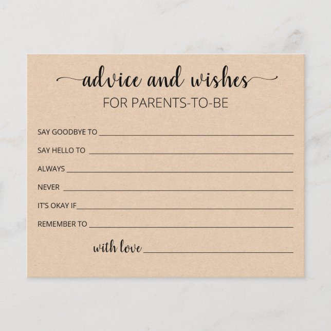 Editable Advice and Wishes for parents to be card (Front)