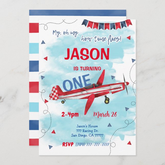 Editable Aeroplane Invitation (Front/Back)