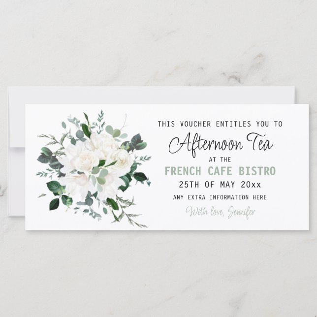 Editable Afternoon Tea Voucher Template  (Front)