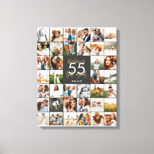 editable age chic birthday multi photo script gift canvas print