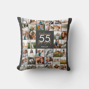 editable age chic birthday multi photo script gift cushion