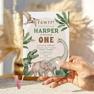 Editable "AGE" Dinosaurs Trex Wild Birthday Invitation