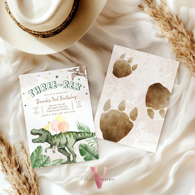 Editable "AGE" Dinosaurs Trex Wild Birthday Invitation (Creator Uploaded)