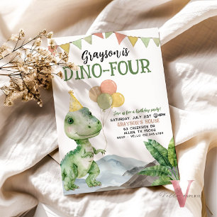 Editable AGE T-Rex Dinosaurs Birthday Fun Cute Invitation